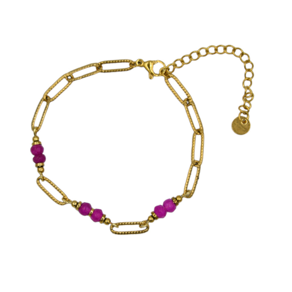 Armband We Love Natuursteen Fuchsia