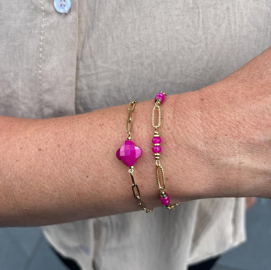 Armband We Love Natuursteen Fuchsia