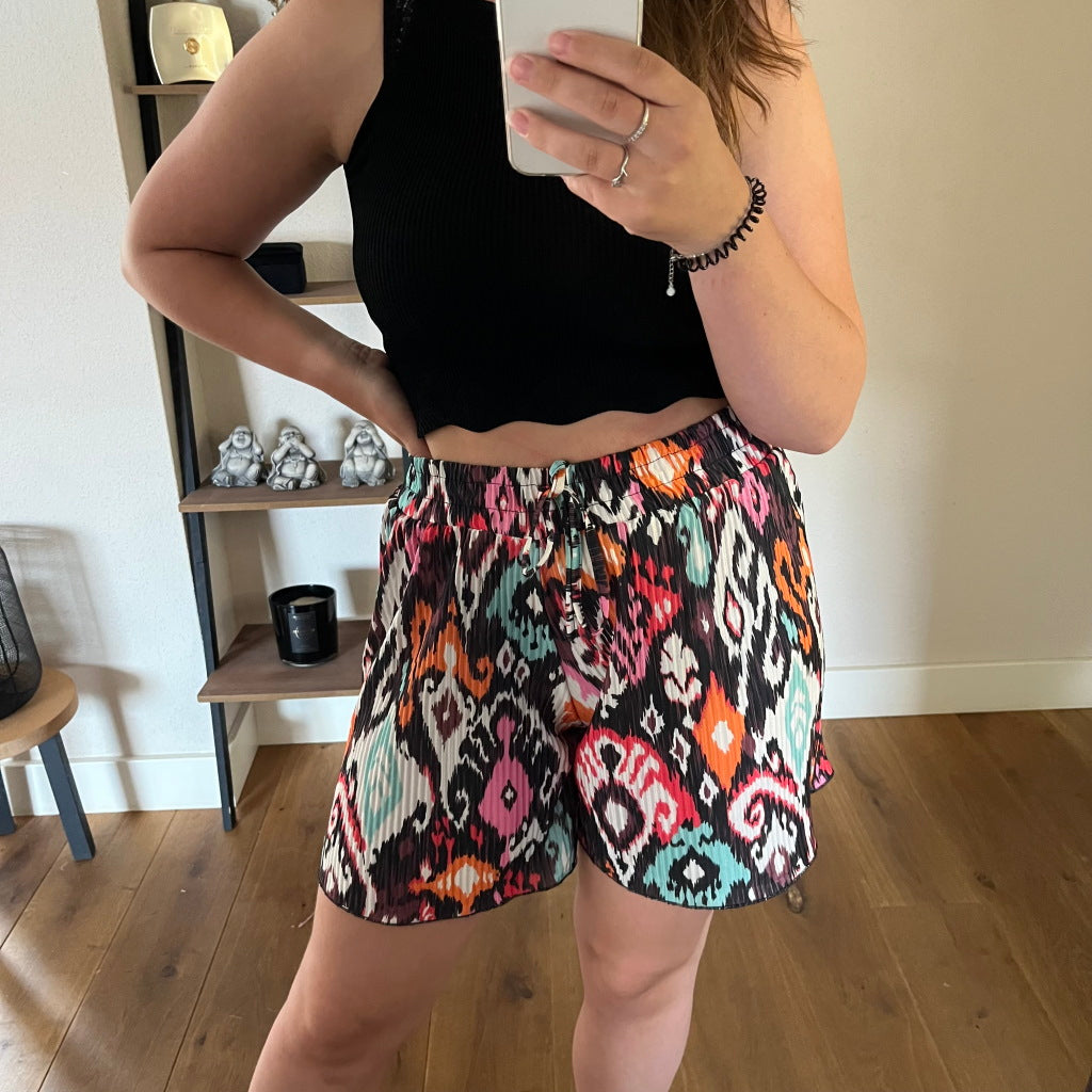 Plissé Short Kyra Zwart
