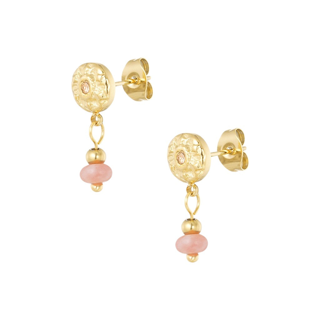 Classic natural stone Oorbellen Roze Goud