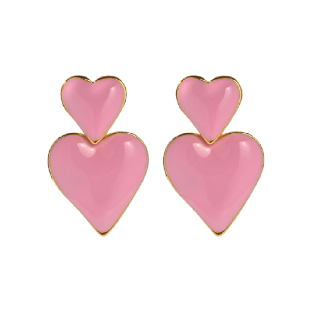 Oorbellen Dubble Hearts Roze