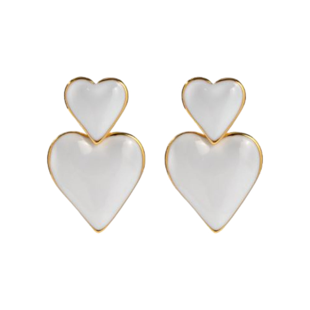 Oorbellen Dubble Hearts Wit