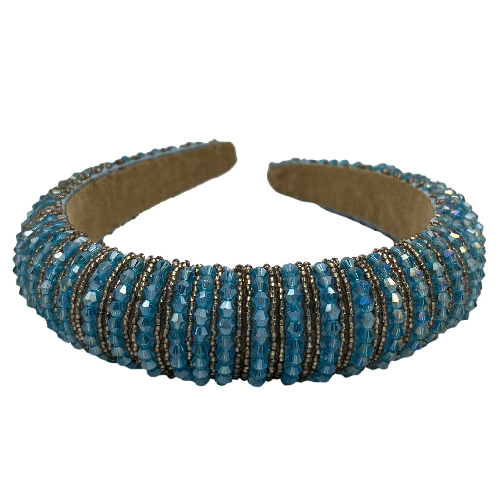 Haarband Breed Kralen Blauw