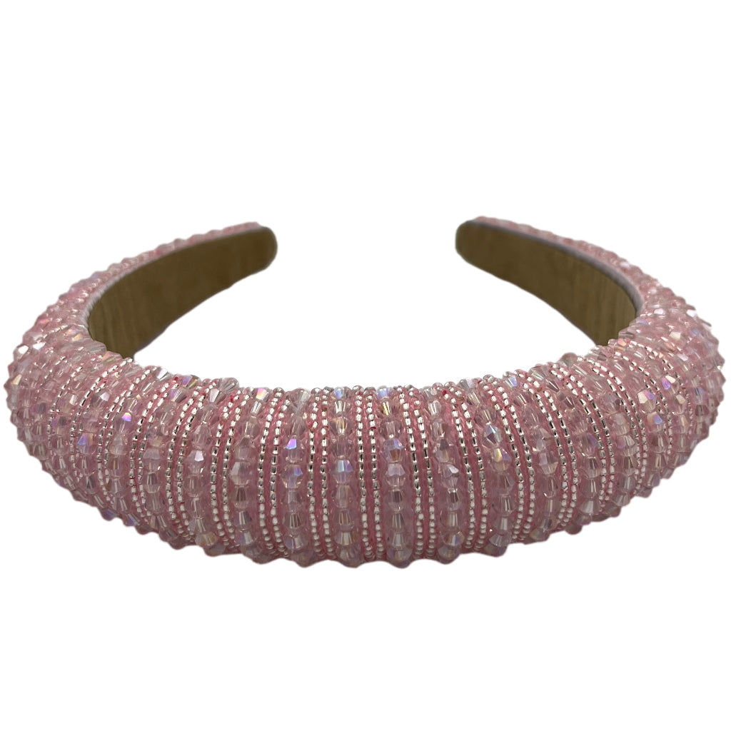 Haarband Breed Kralen Roze