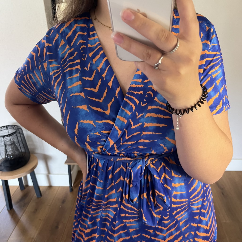 Jurk Fenna Zebra Blauw Oranje
