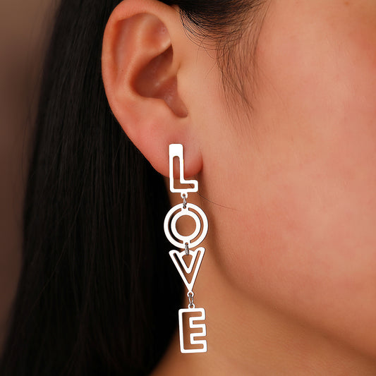 L.O.V.E Oorbellen Zilver