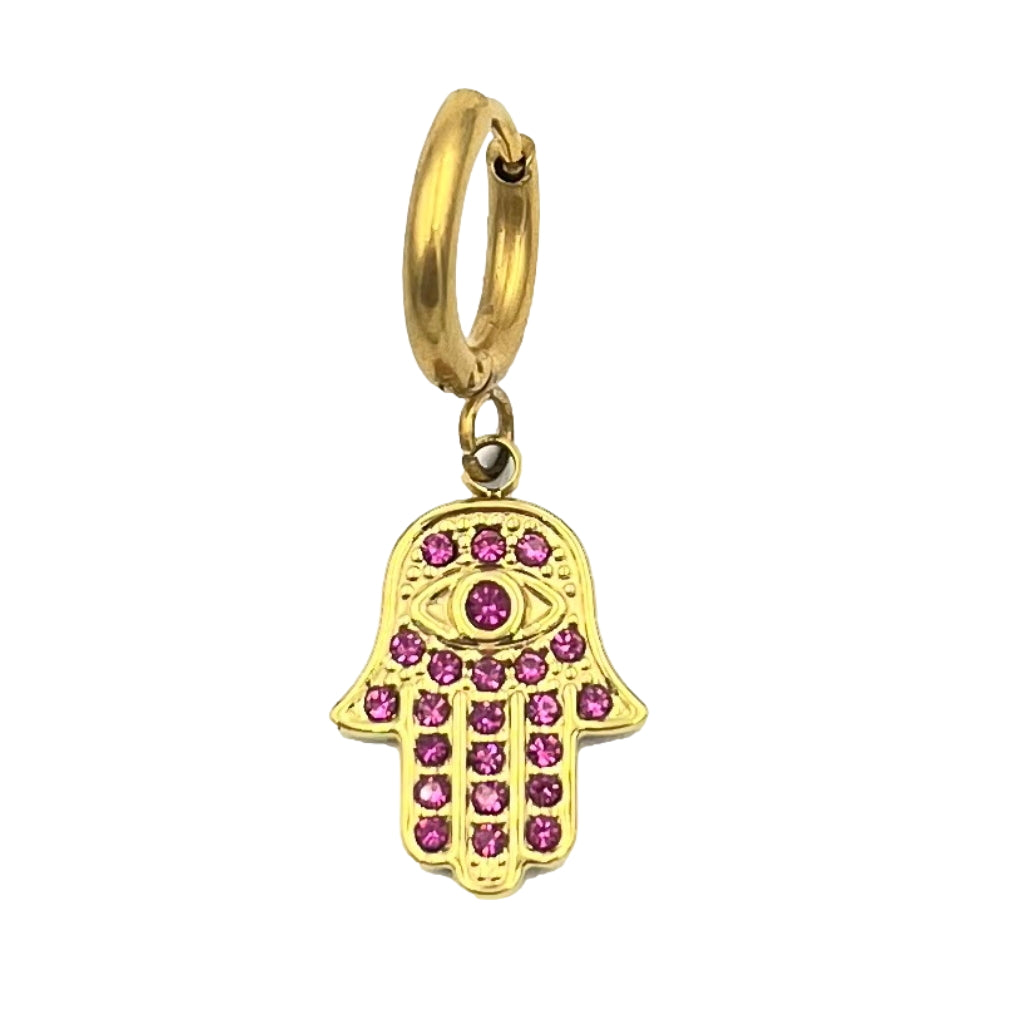 One Piece Oorbellen Fatima Handje Goud/Roze