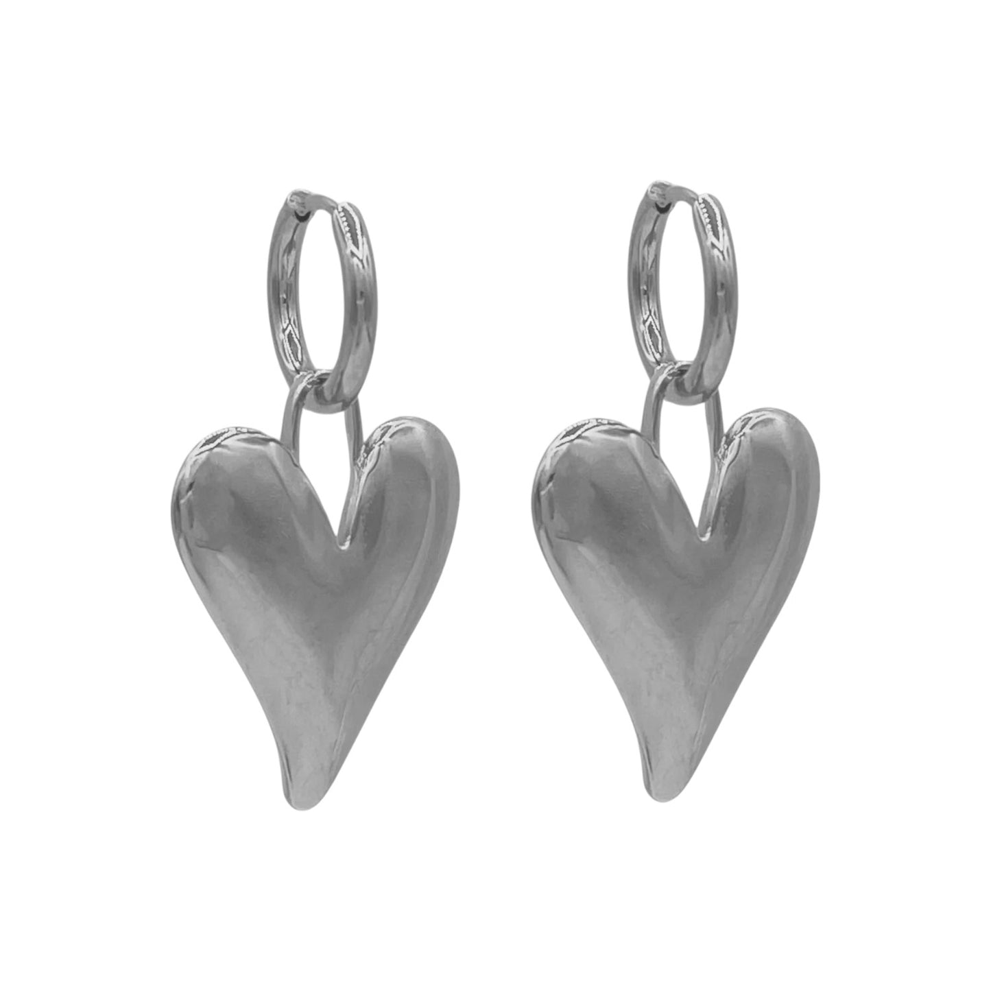 Oorbellen Big Hearts Zilver