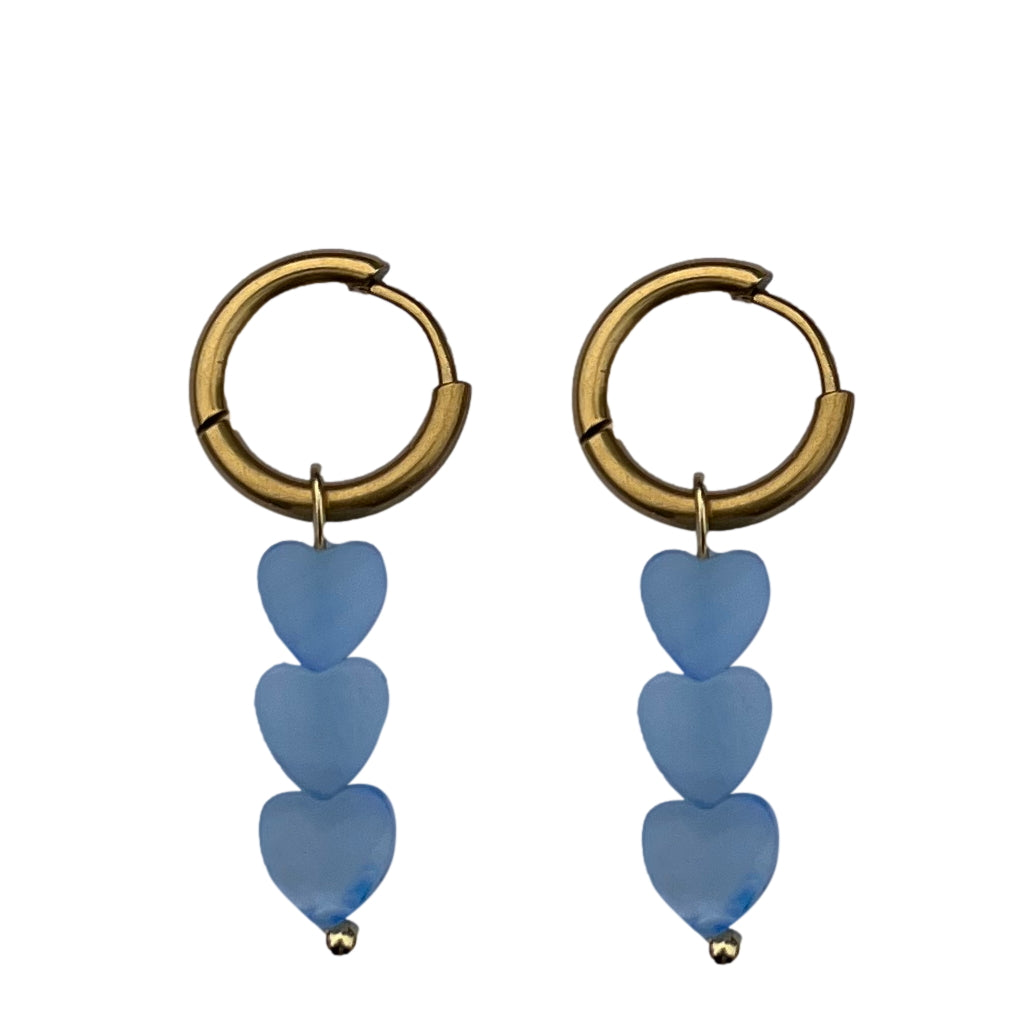 Oorbellen Blauw Hearts Goud