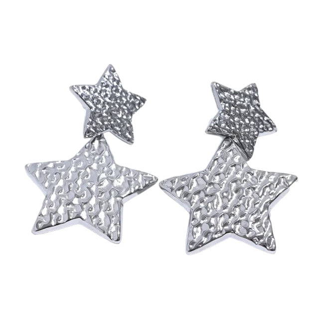 Oorbellen Double Star Zilver