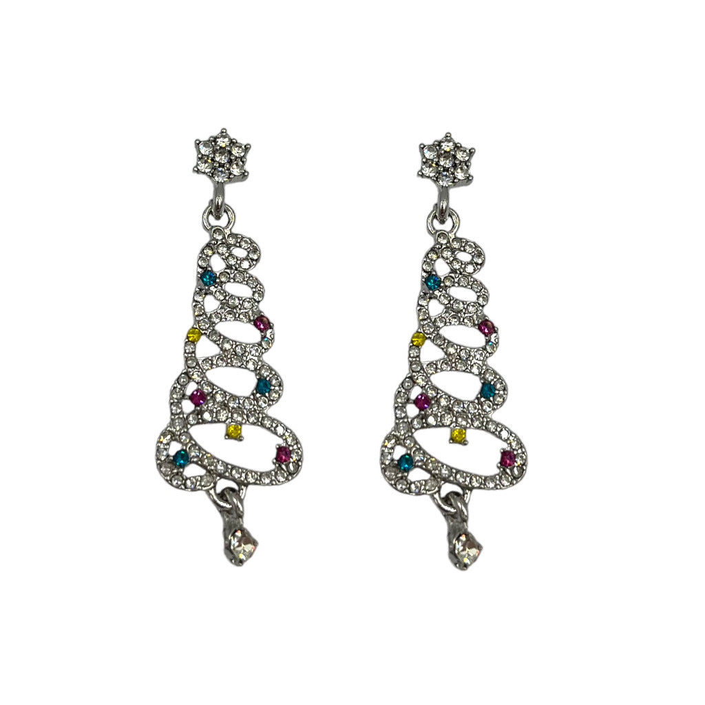 Oorbellen Kerstboom Zirconia Gekleurd Zilver