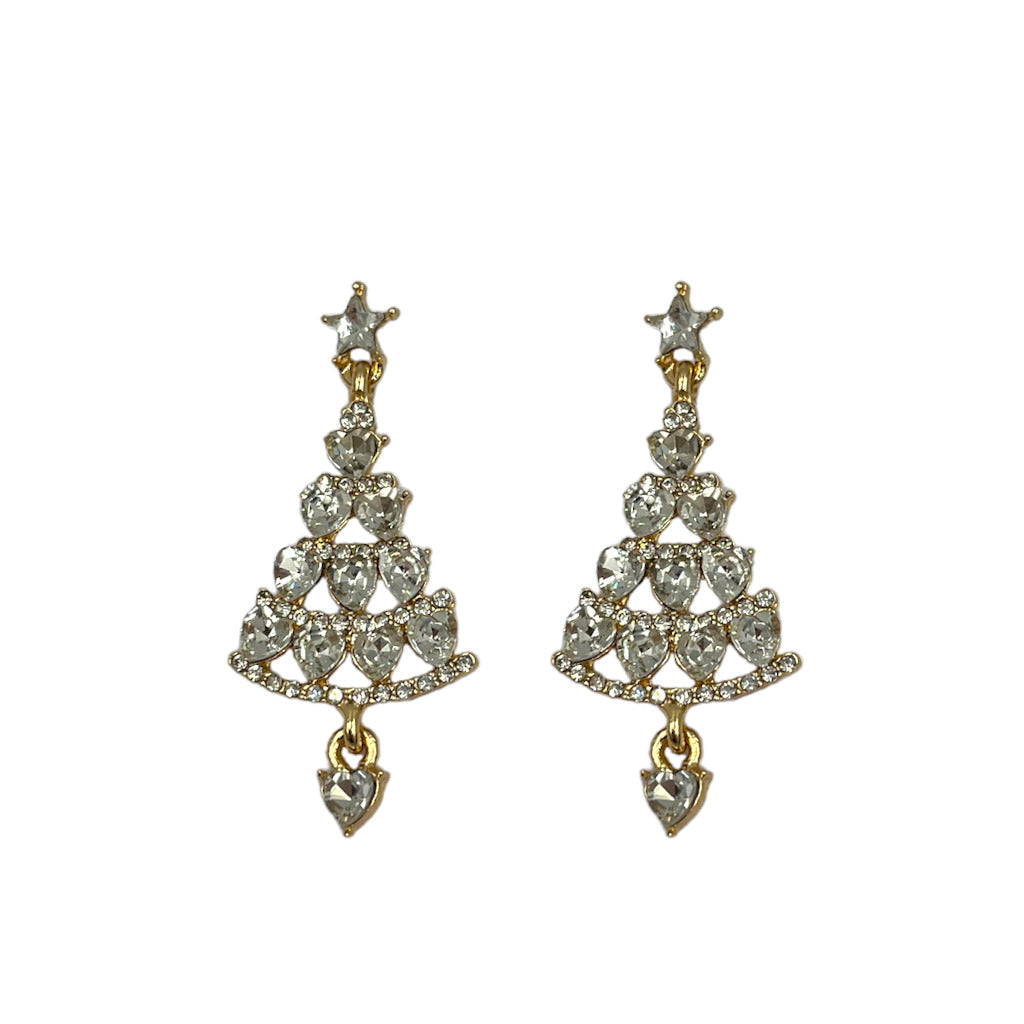 Oorbellen Kerstboom Zirconia Goud