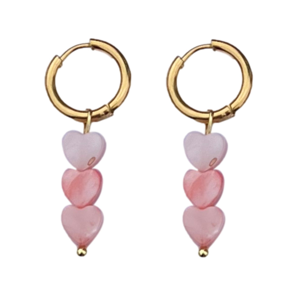 Oorbellen Roze Hearts Goud