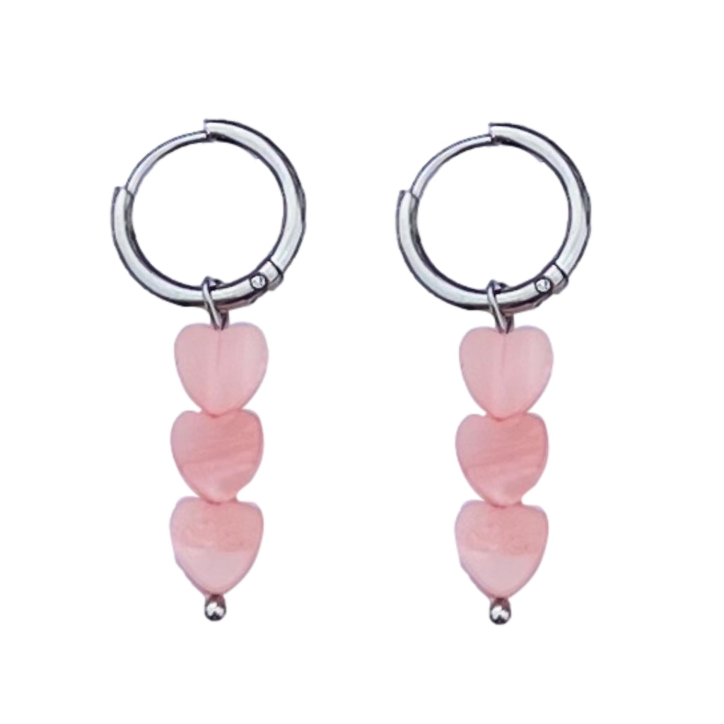 Oorbellen Roze Hearts Zilver
