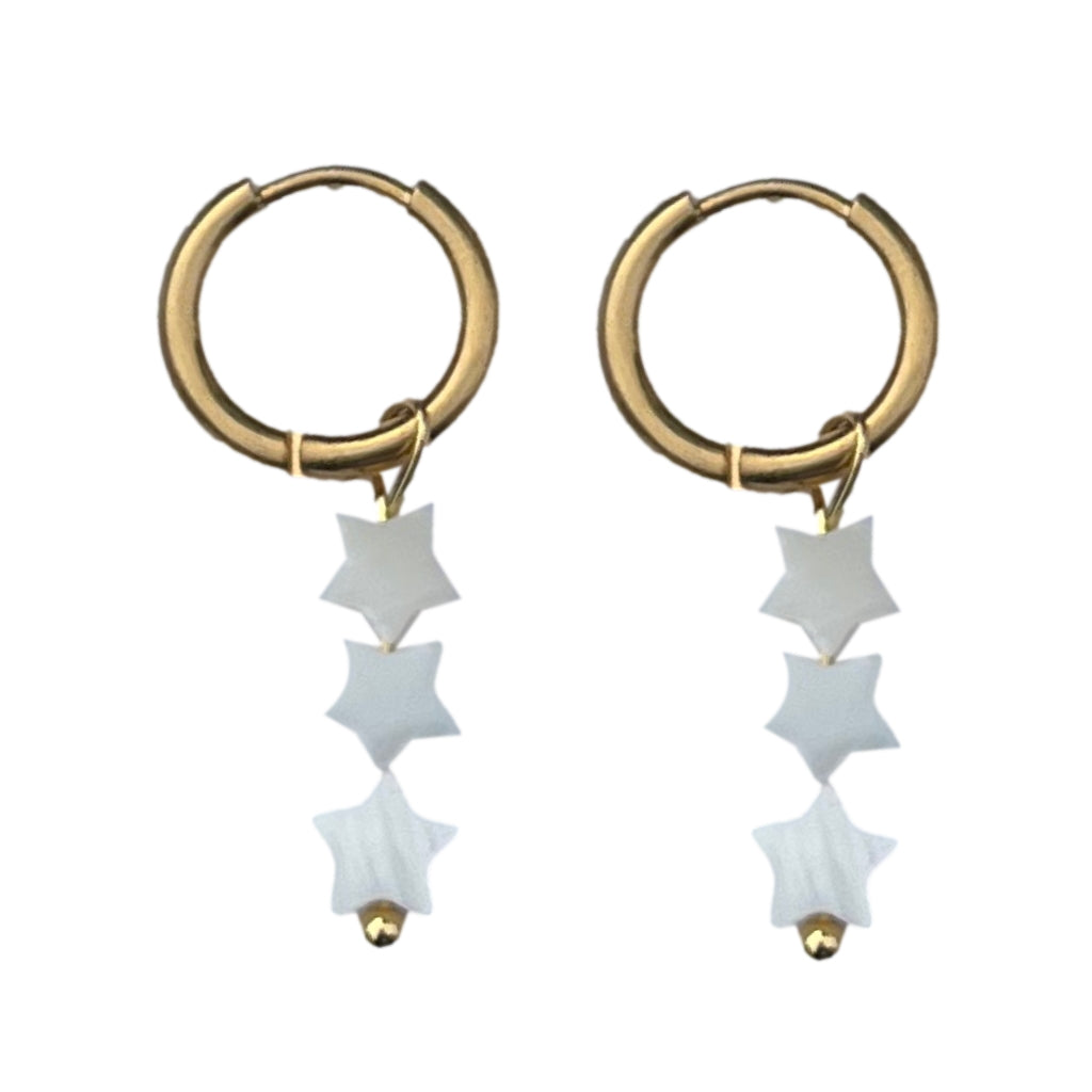 Oorbellen Stars Wit Goud