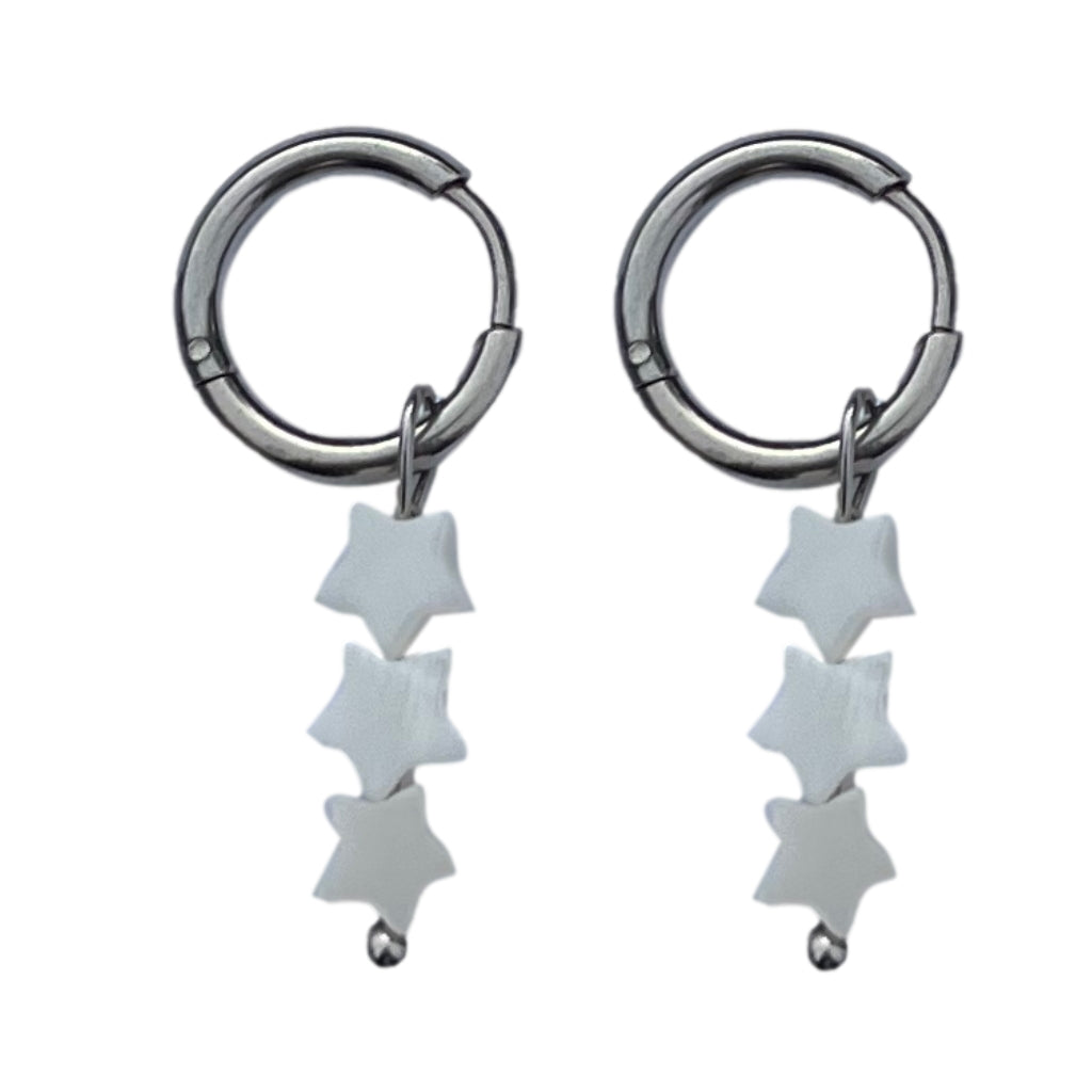 Oorbellen Stars Wit Zilver