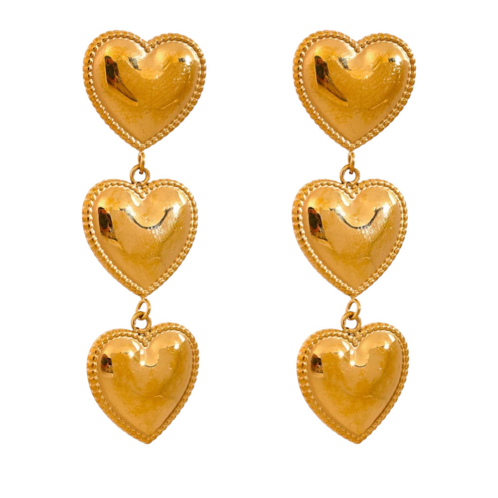 Oorbellen Tripple Heart Goud