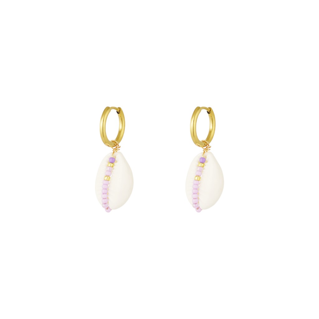 Oorbellen Schelp Goud Paars