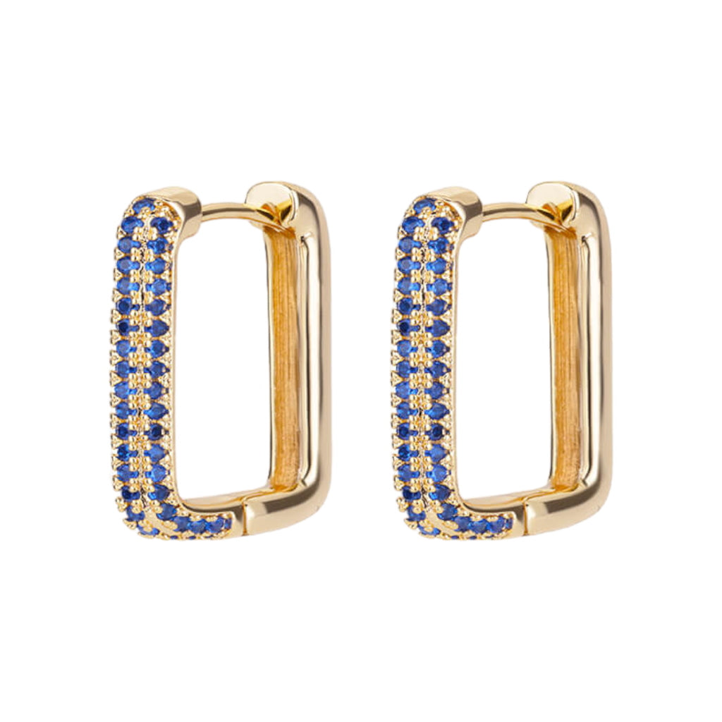Rectangle Oorbellen Goud/Blauw