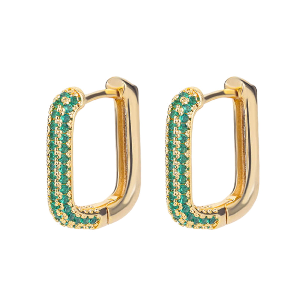 Rectangle Oorbellen Goud/Groen