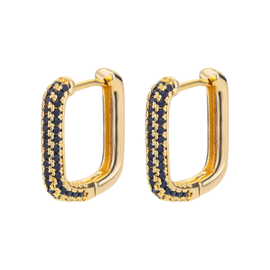 Rectangle Oorbellen Goud/Zwart