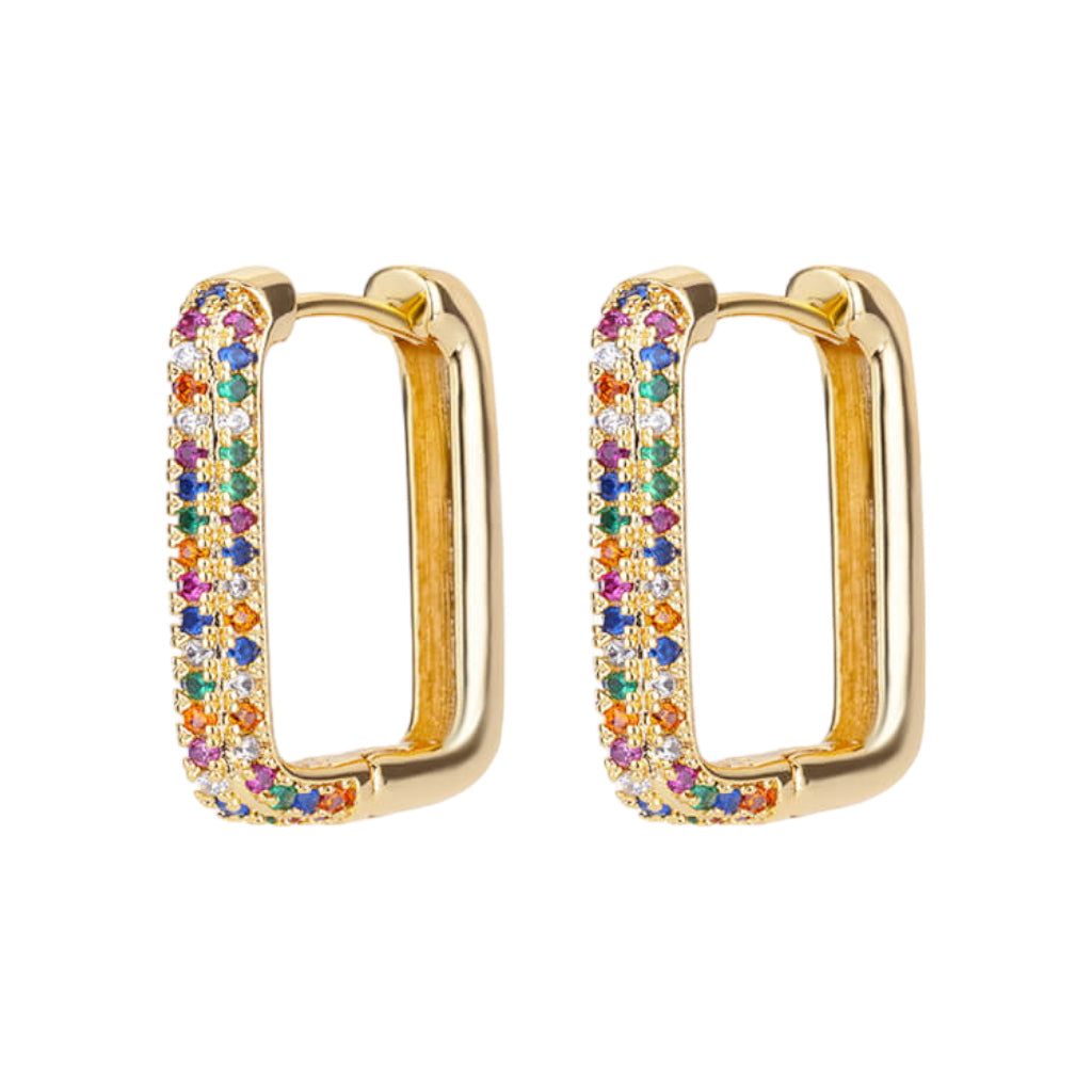Rectangle Oorbellen Goud/Multicolor
