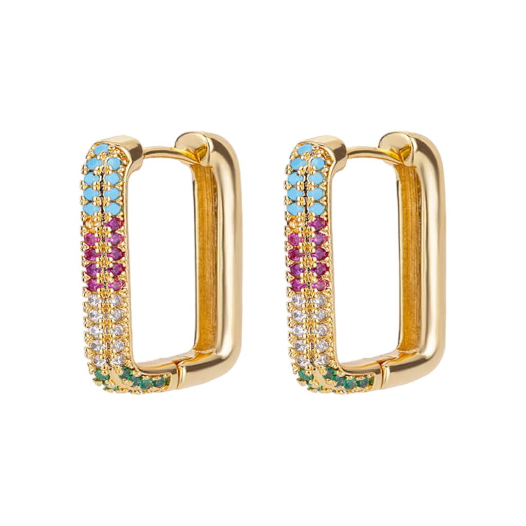 Rectangle Oorbellen Goud/colorful