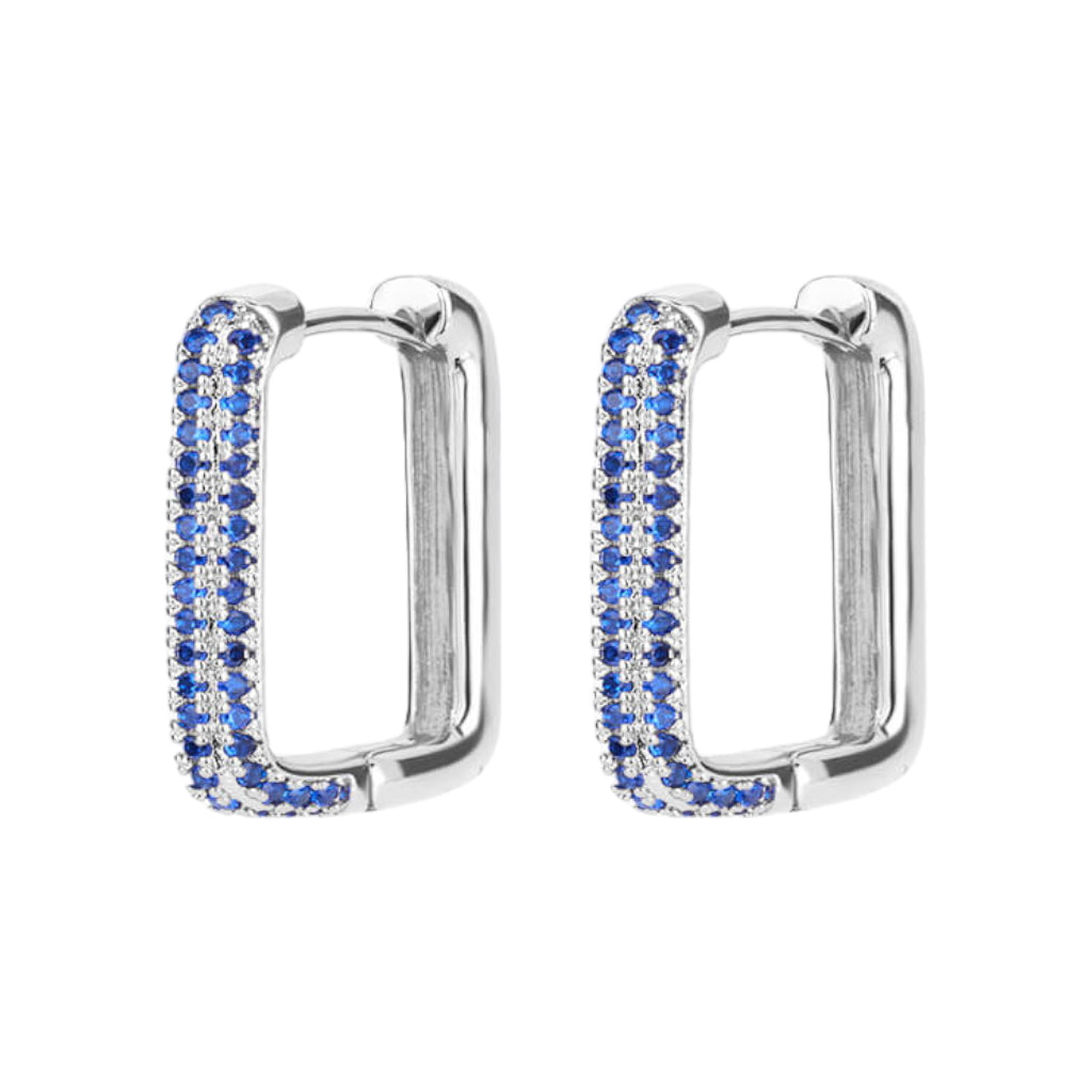 Rectangle Oorbellen Zilver/Blauw