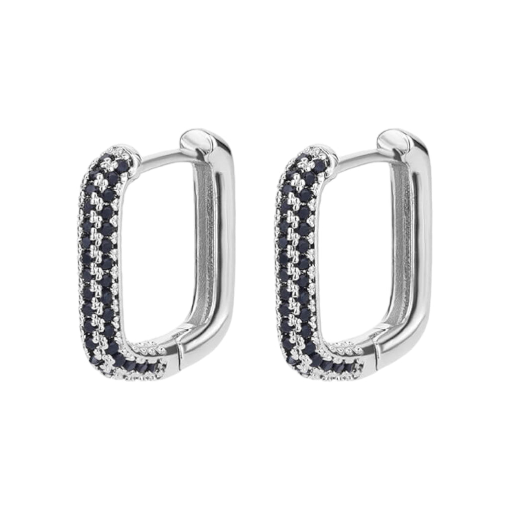 Rectangle Oorbellen Zilver/Zwart