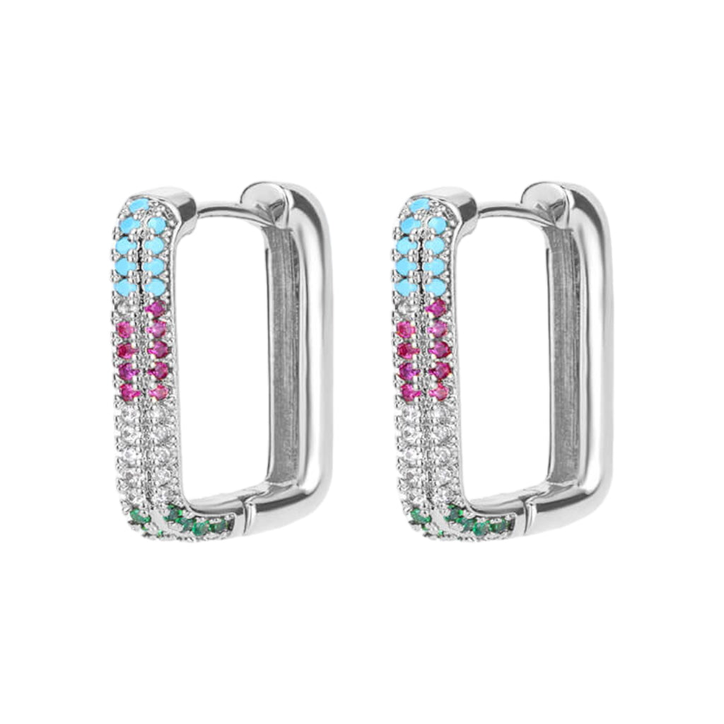 Rectangle Oorbellen Zilver/colorful