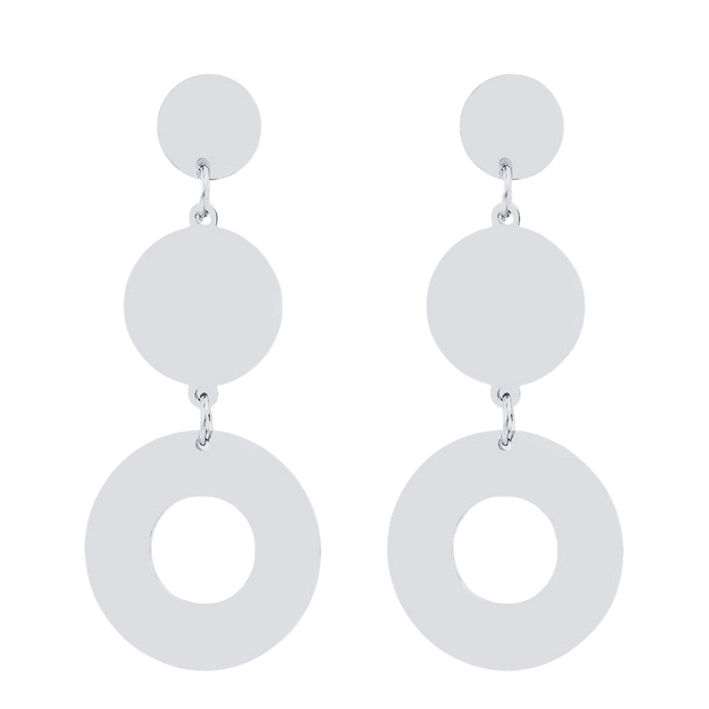 Tripple Round Oorbellen Zilver