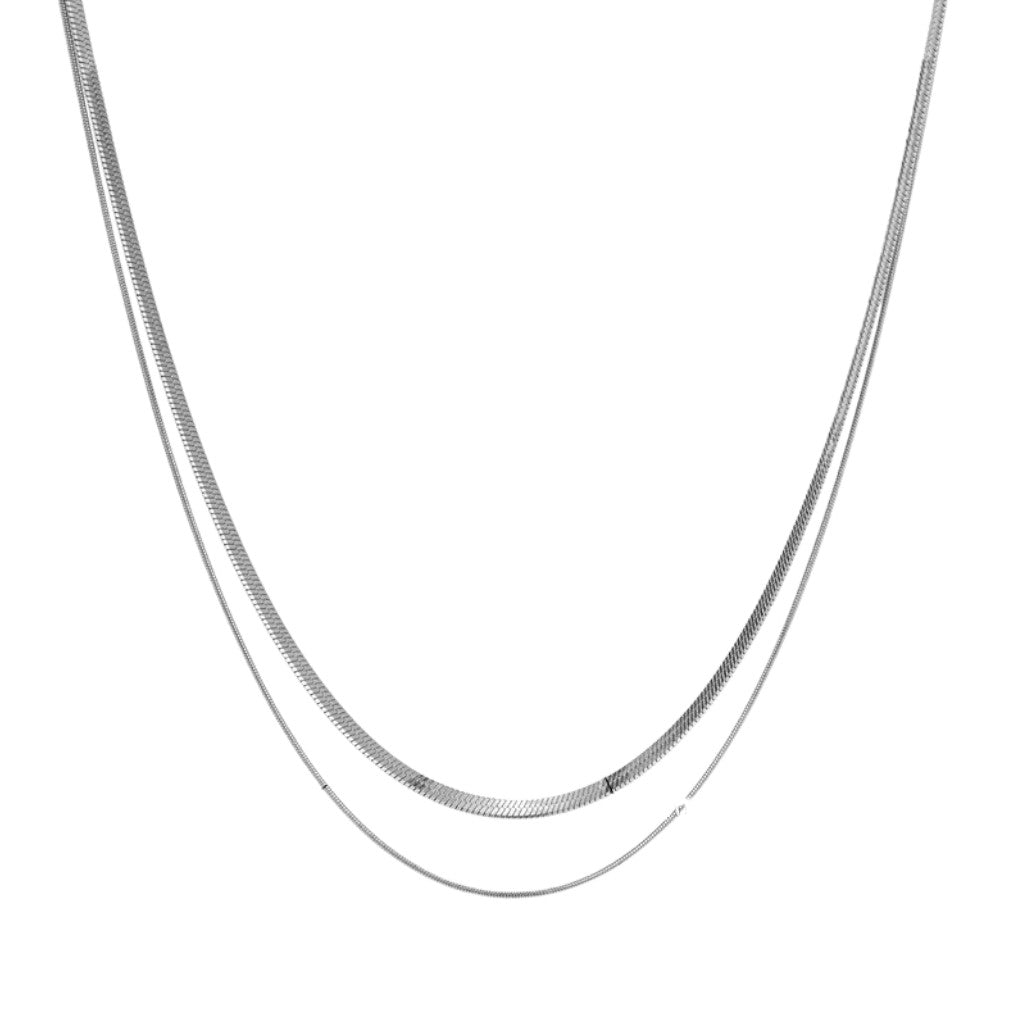 Tweedelige Ketting Visgraat Zilver