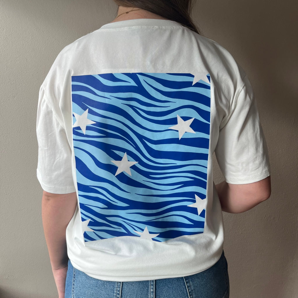 T-shirt Zebra And Stars Blauw