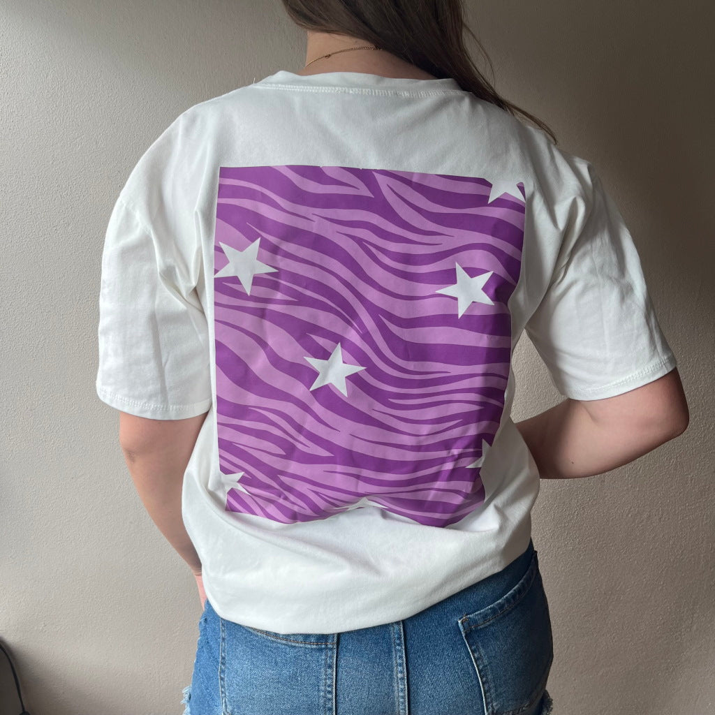 T-shirt Zebra And Stars Paars