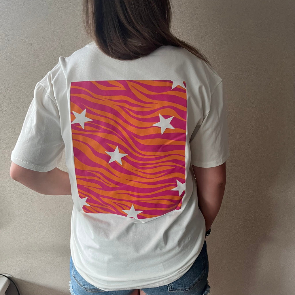 T-shirt Zebra And Stars Roze/Oranje