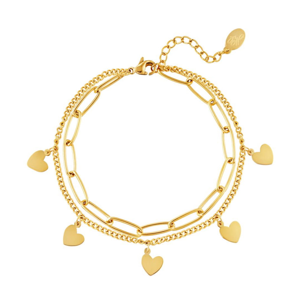 Armband Ketting Hartjes Goud