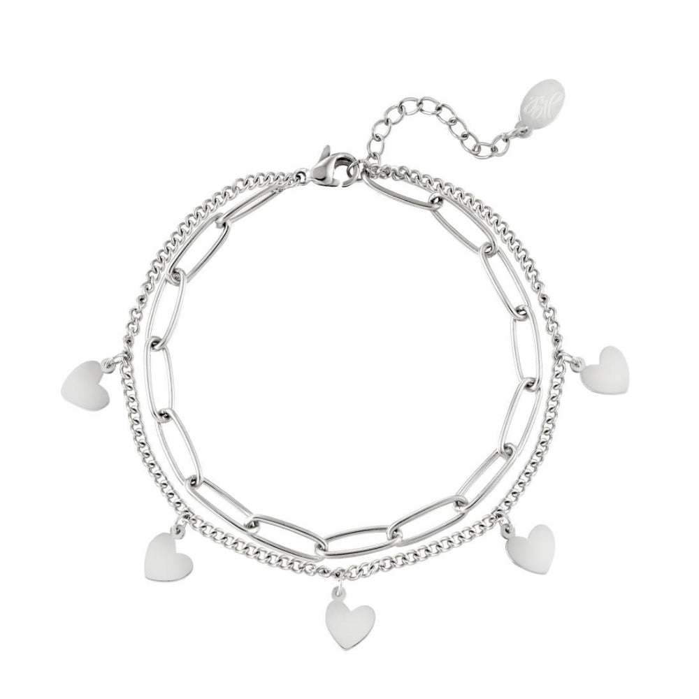 Armband Ketting Hartjes Zilver