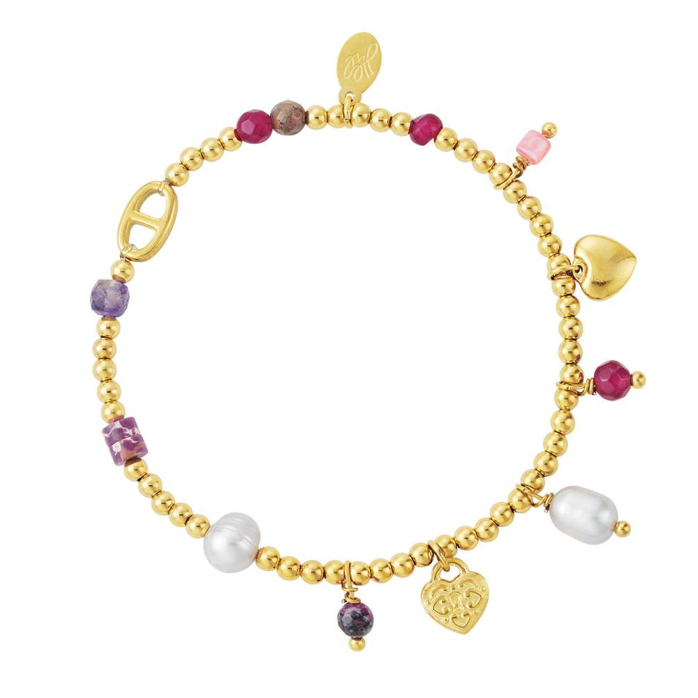 Armband The Good Life Paars-Goud