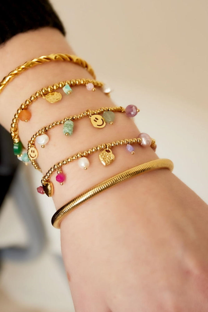 Armband The Happy Life Groen-Goud