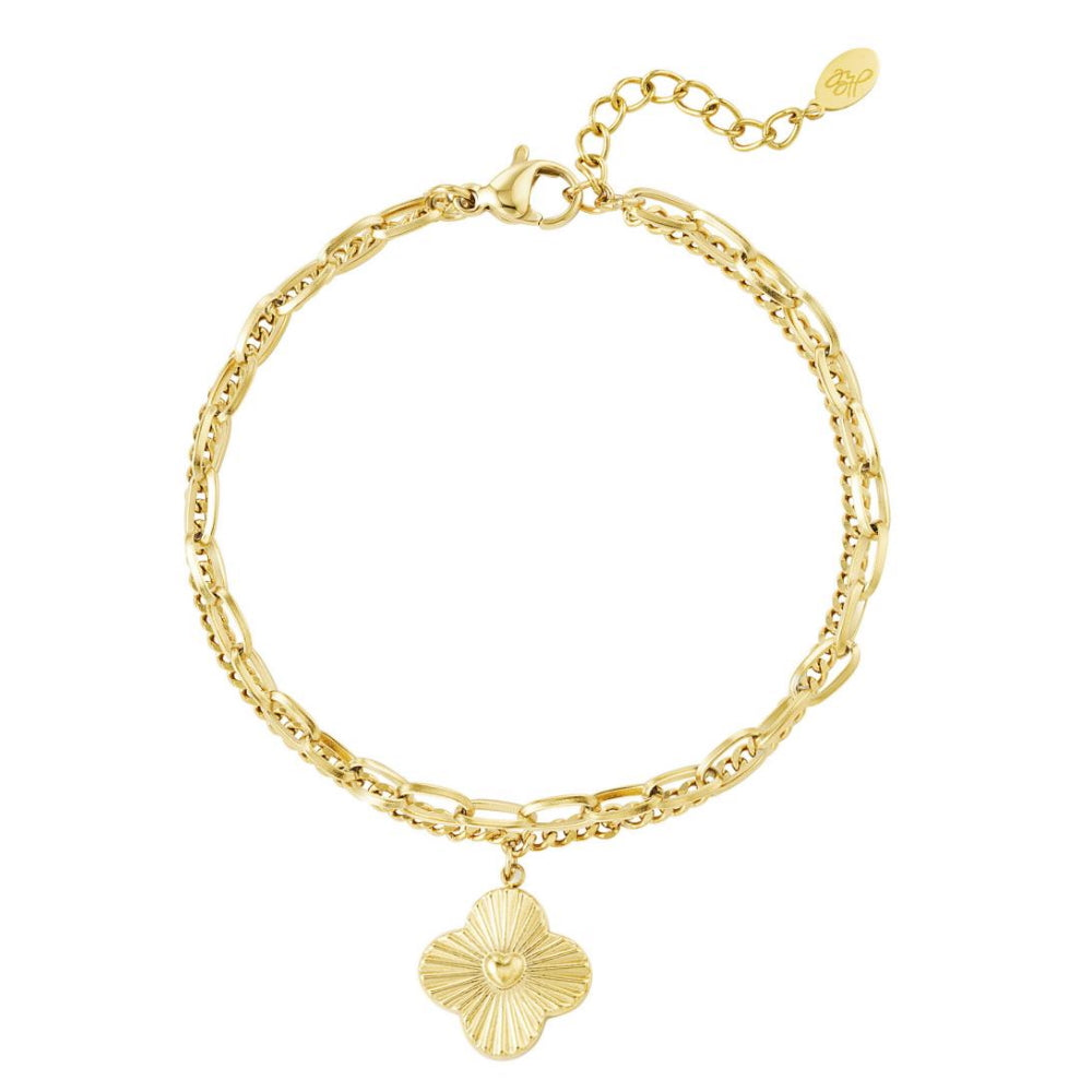 Armband Tweelaags Bloem Goud