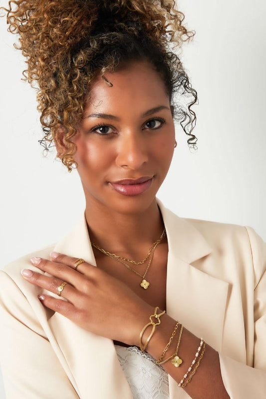 Armband Tweelaags Bloem Goud