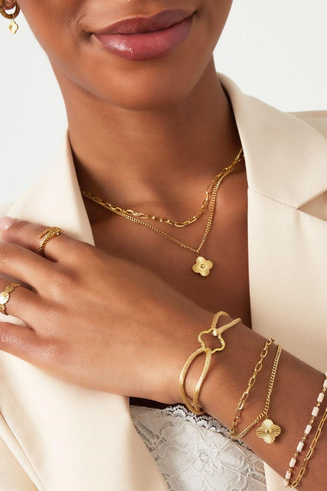 Armband Tweelaags Bloem Goud