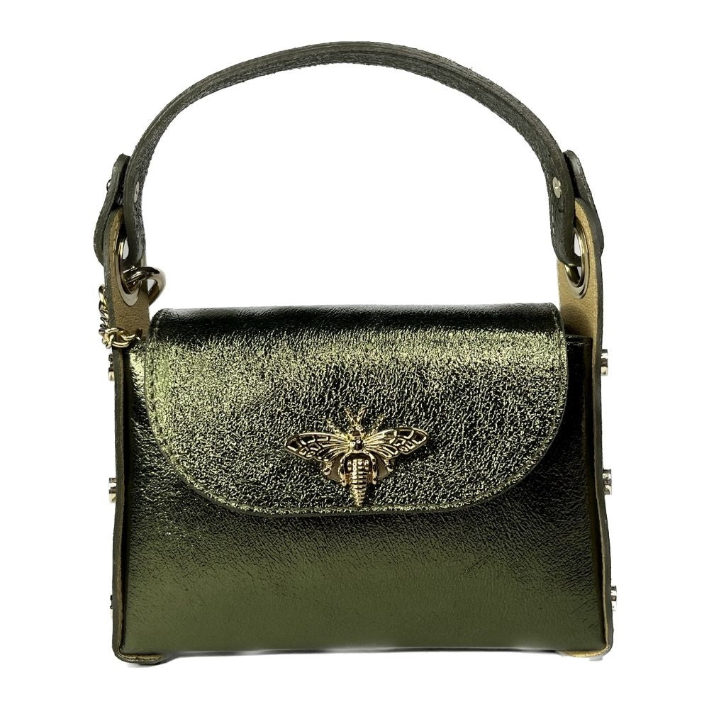 Bee Lederen Tas Metallic Groen