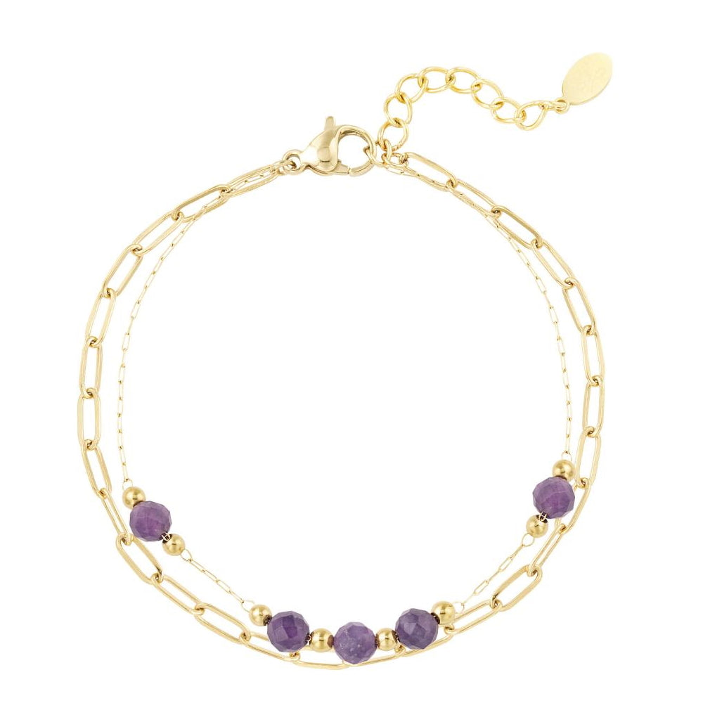 Dubbele Armband Natuursteen Paars