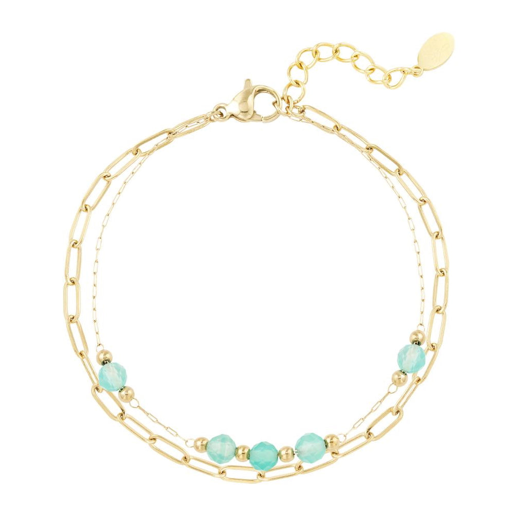 Dubbele Armband Natuursteen Blauw