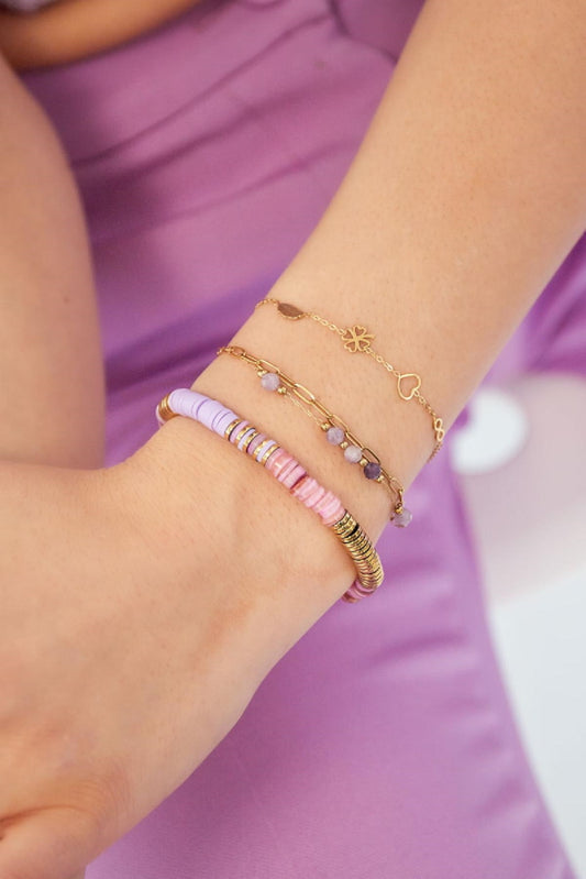 Dubbele Armband Natuursteen Paars