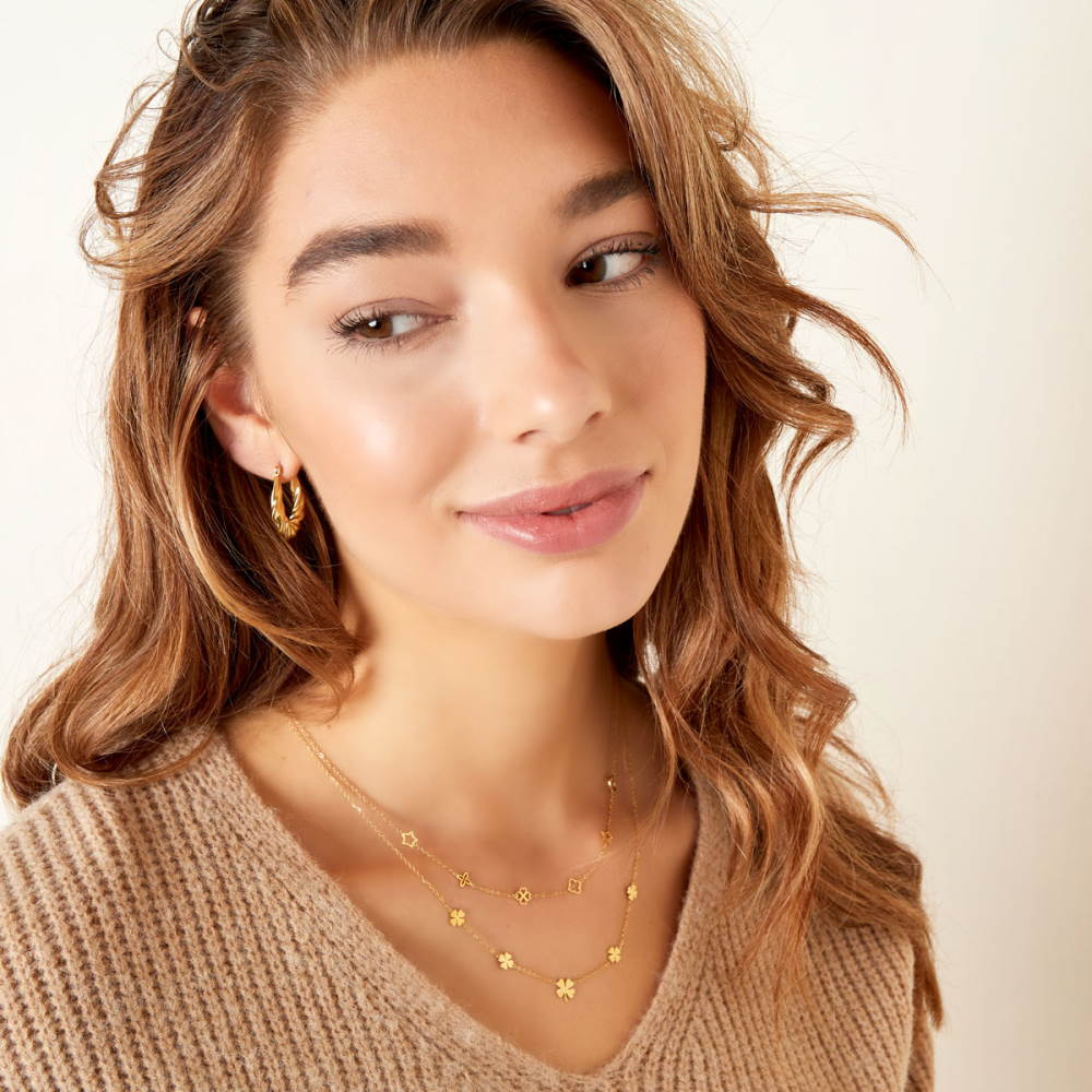 Ketting klavertjes Zilver