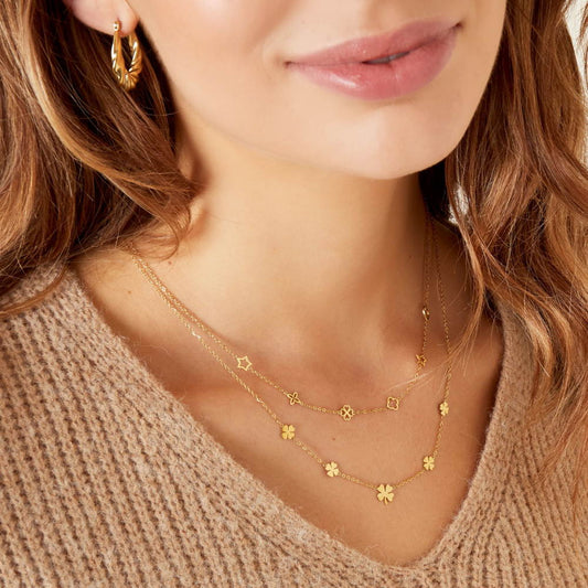 Ketting klavertjes Zilver