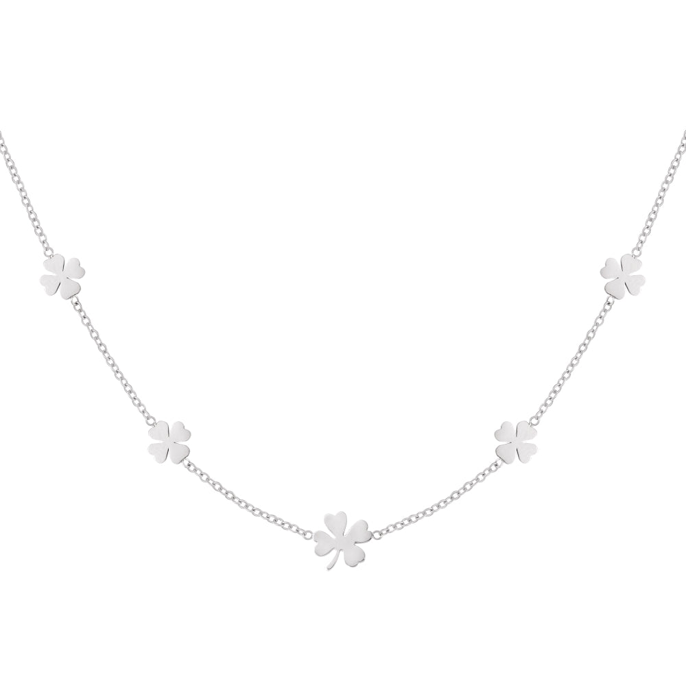 Ketting klavertjes Zilver