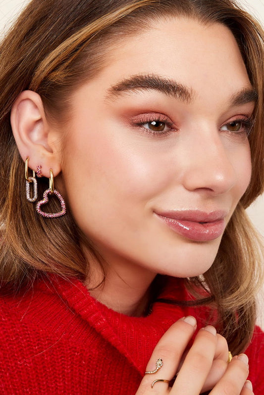 Oorbellen Zirkonia's Hart Zilver